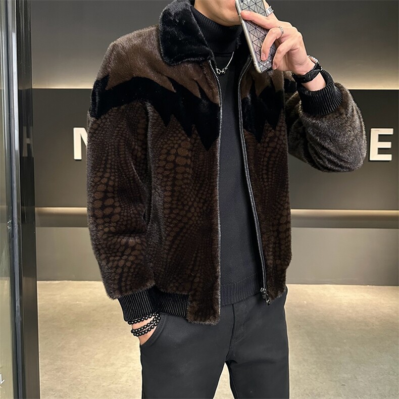 冬季男士时尚加厚仿皮草保暖爸爸装商务夹克外套ZX8885-P245,男装夹克,星座1105-3