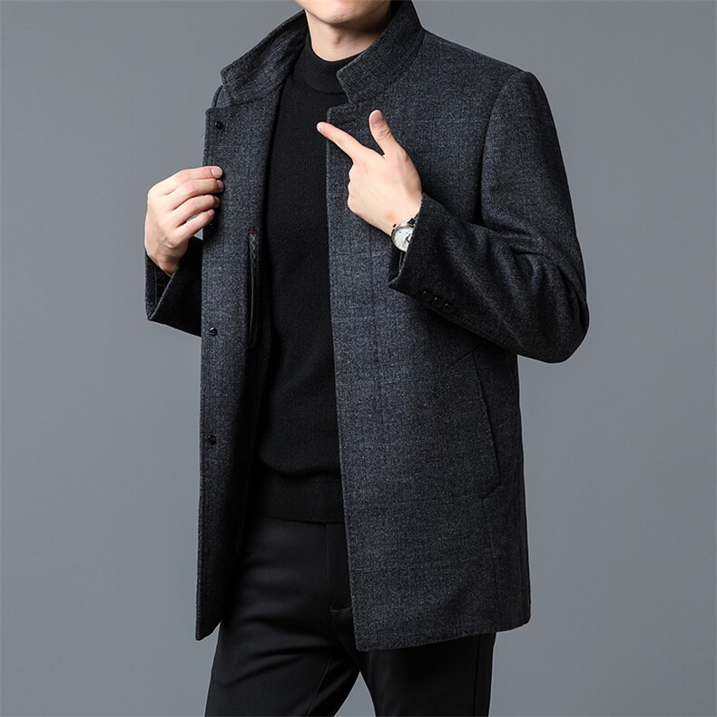 男士2023冬季新款商务休闲宽松毛呢大衣时尚毛绒大衣外套潮流男装,男装毛呢大衣,电商B212（原钱塘6029）