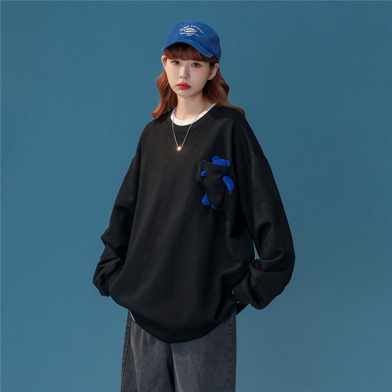 中性风小熊卫衣女大码M-5XL情侣潮套头卫衣男WY8745P60控88，男装卫衣，星座227-7