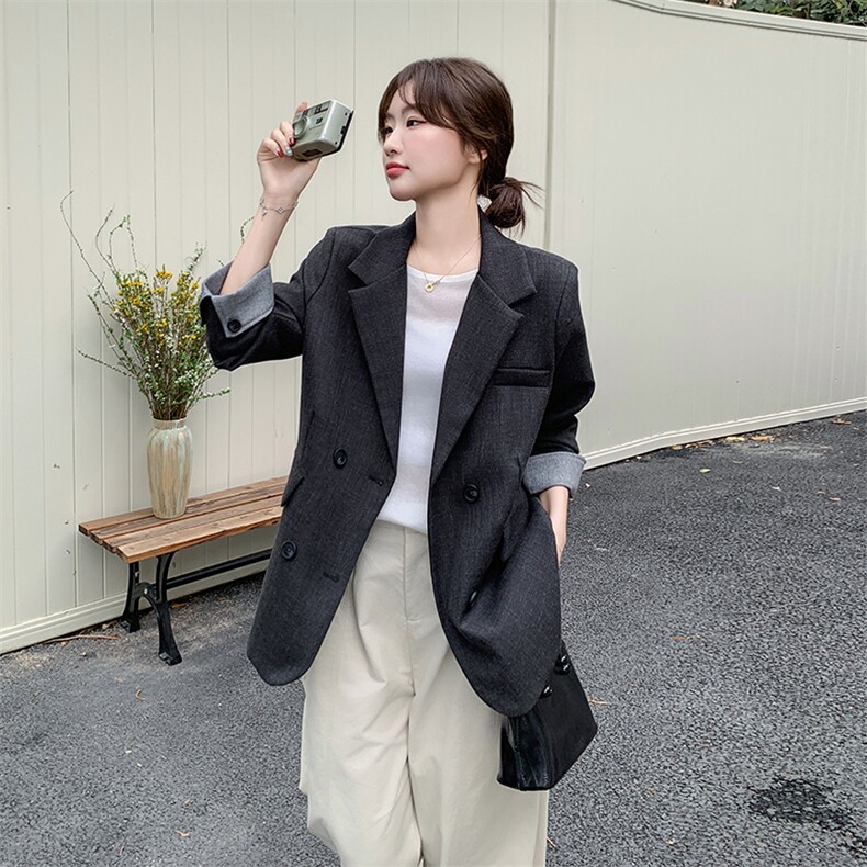 2026春装有货韩版通勤气质翻袖西装2C090-1839-P140-K198,女装西装,2C090