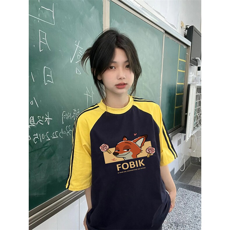 夏季美式高街重磅纯棉三条杠织带插肩撞色男女短袖T恤CZ198-特P25,男装T恤,电商A486