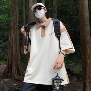 日系衬衫男夏季美式复古短袖polo衫潮流高街潮牌七分袖AP16-P35图片