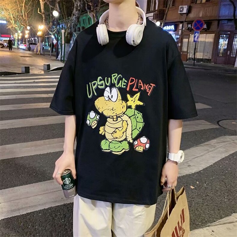 2021新款韩INS暗黑卡通印花圆领宽松短袖T恤情侣W225-P26,男装T恤,星座412-2