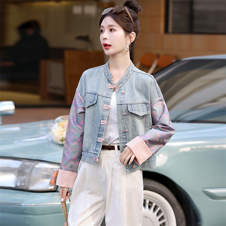 盘扣牛仔外套女2025春秋新款新中式国风元素时尚休闲减龄女士上衣,女装牛仔外套,星宇服饰