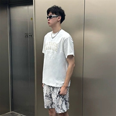 万针全刺绣工艺抖音得物高品质260克重磅纯棉双纱美式高街短袖T恤，男装T恤，电商A486