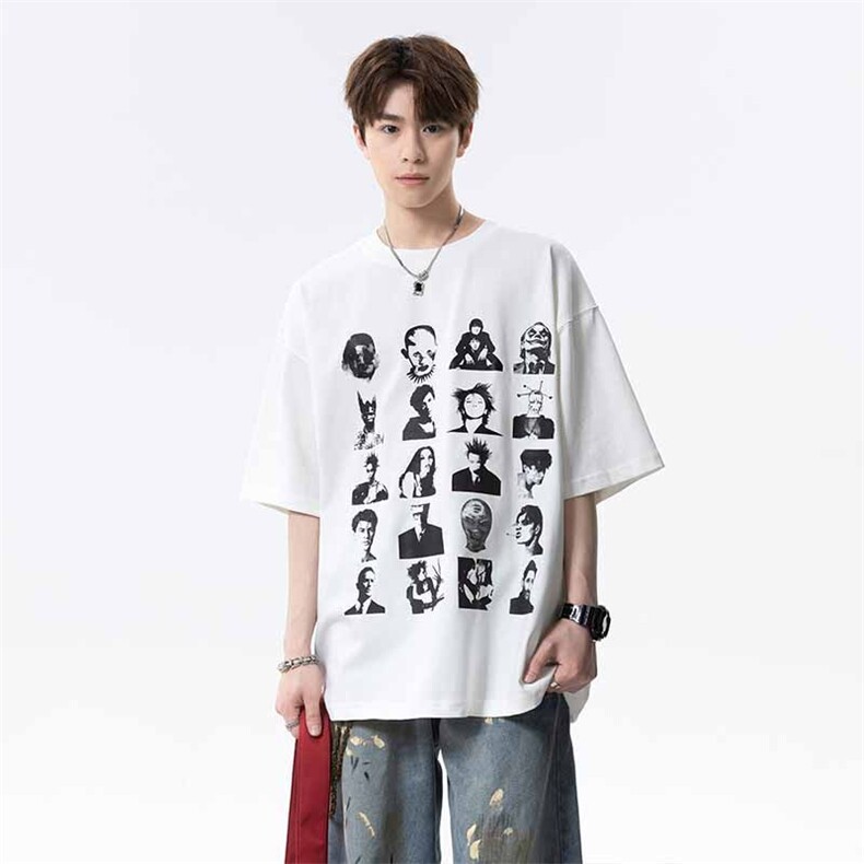 人像印花纯棉短袖t恤男cp153-特p30,男装T恤,电商B371