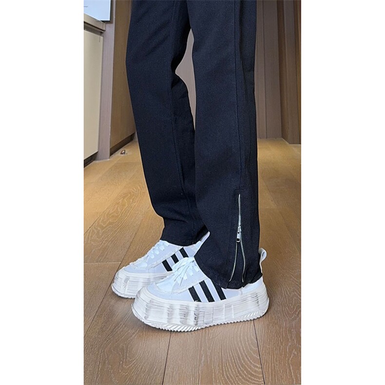 现货 秋冬渐变拉链黑色直筒大码修身牛仔裤男 K5804-K5805-P50图片