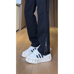 现货 秋冬渐变拉链黑色直筒大码修身牛仔裤男 K5804-K5805-P50图片