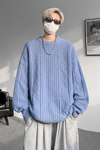 8XL-M圆领毛衣男秋冬季宽松慵懒套头麻花针织衫毛线衣MY19005P68图片