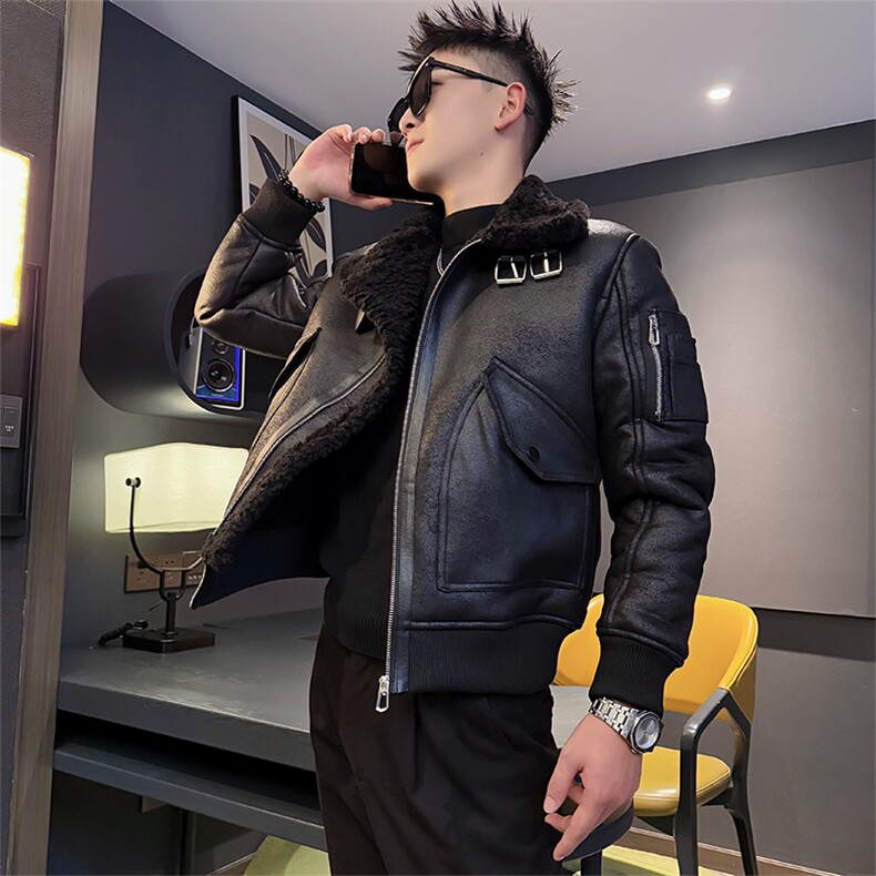 AY119/P158控208冬季社会小伙保暖加绒重磅工装皮毛一体男黑首,男装棉衣,星座305B-1