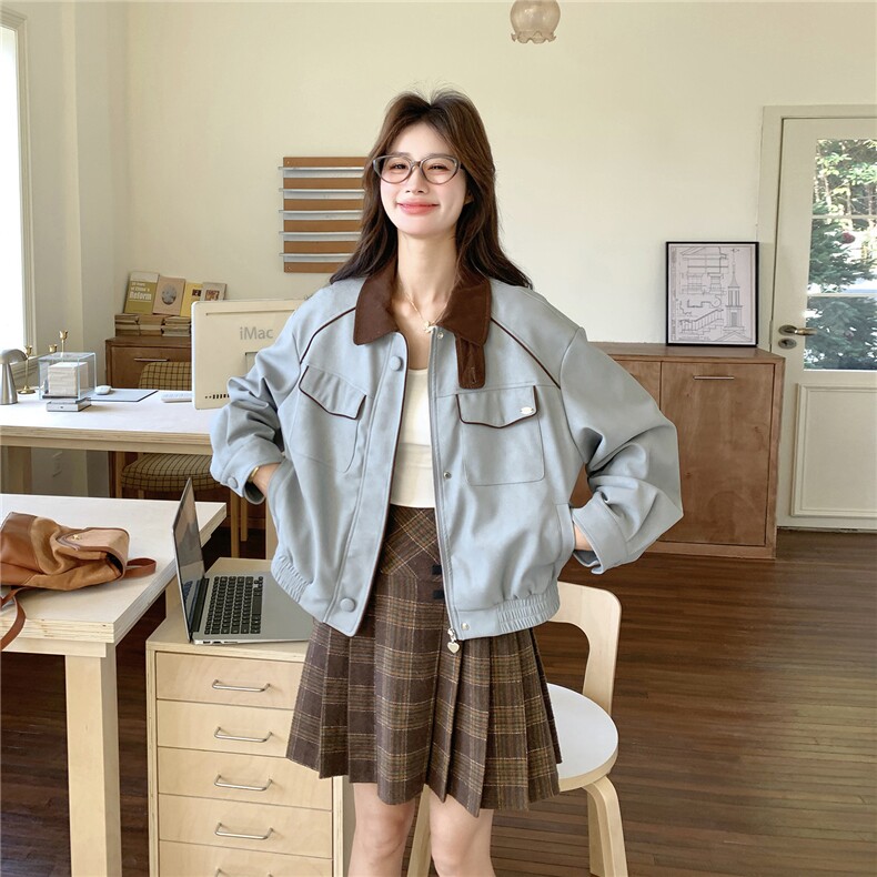 已出货新品26春拼接灯芯绒皮衣短外套2C293-Q918-P170-K258,女装短外套,2C293