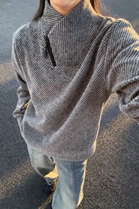 (有原版亮片)美式条纹交叉V领卫衣XZ514-2-HWY70-常规P25 加绒P30图片