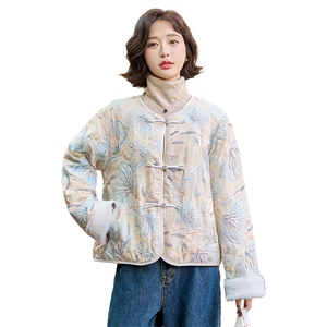 刺绣羽绒服女重工钉珠短外套2025冬新款轻薄绒盘扣上衣图片