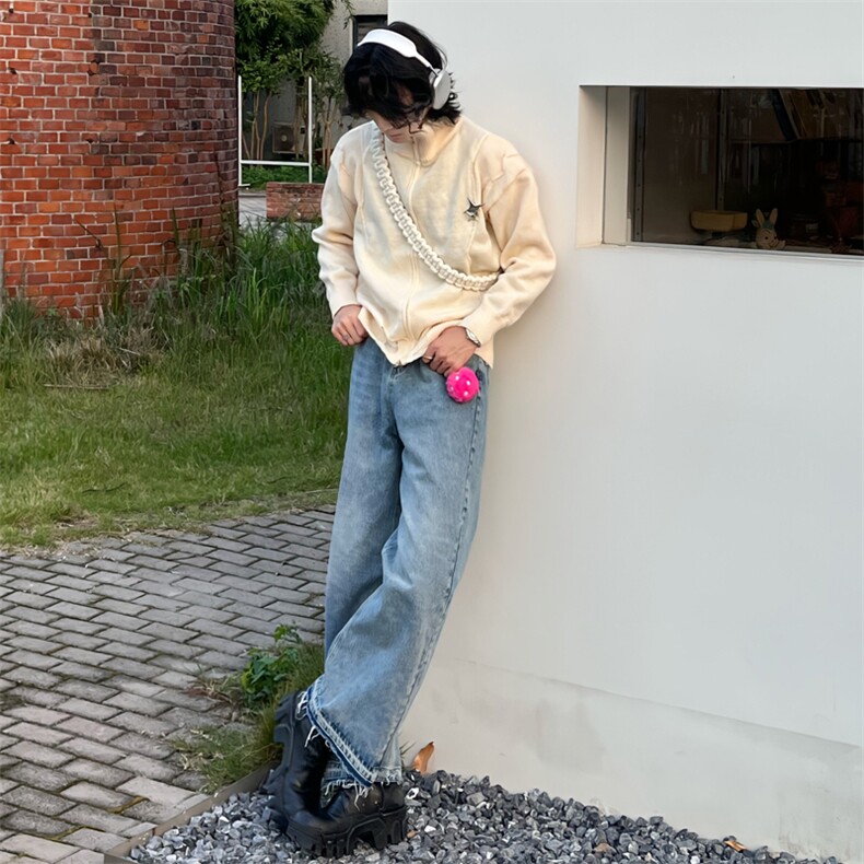 （）美式复古高街立领开衫毛衣男ins潮宽松针织衫1510-P60,男装针织衫/毛衣,星座910-5