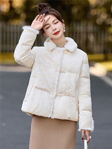 BAO款新增颜色2025年冬季新款新中式盘扣刺绣提花羽绒服女图片