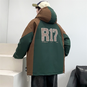 冬上新加棉加厚棉服港风时尚连帽棉衣外套男女 8325-P110控价158图片