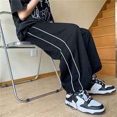 侧条纹束脚休闲裤子男款夏季oversize宽松运动裤美式高街百搭长裤，男装休闲裤，星座512-3