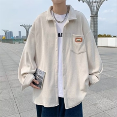 灯芯绒长袖衬衫男秋季ins港风cityboy衬衣高街宽松外套W6247-P35，男装衬衫，星座512-2
