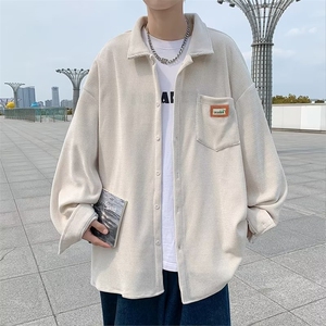 灯芯绒长袖衬衫男秋季ins港风cityboy衬衣高街宽松外套 W6247-P35图片