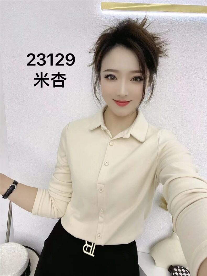 polo领长袖T恤女2024秋冬新款时尚纯色德绒打底衫韩版显瘦上衣潮,女装衬衫,思沃羊绒