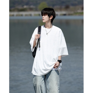 8XL-M 特大码短T恤泡泡袖肌理感冰丝短袖衬衫上衣五分袖DX322P25图片
