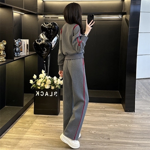女春秋新款宽松减龄卫衣阔腿裤两件套图片