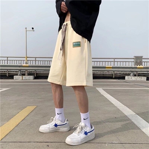 夏季新款排扣设计感运动短裤潮流休闲五分阔腿裤子图片