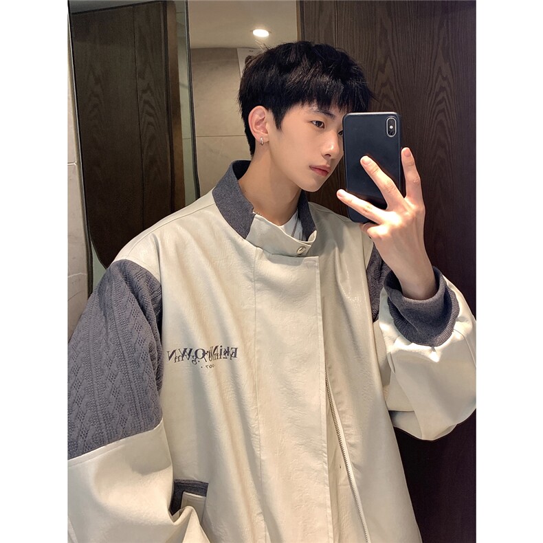 1肩膀针织民族风大码M-5XL面层：PU皮夹克男JK8756P110控149，男装民族服装，星座226-2