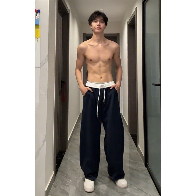 美式高街潮牌男女运动休闲裤直筒宽松卫裤慵懒显瘦休闲长裤子图片