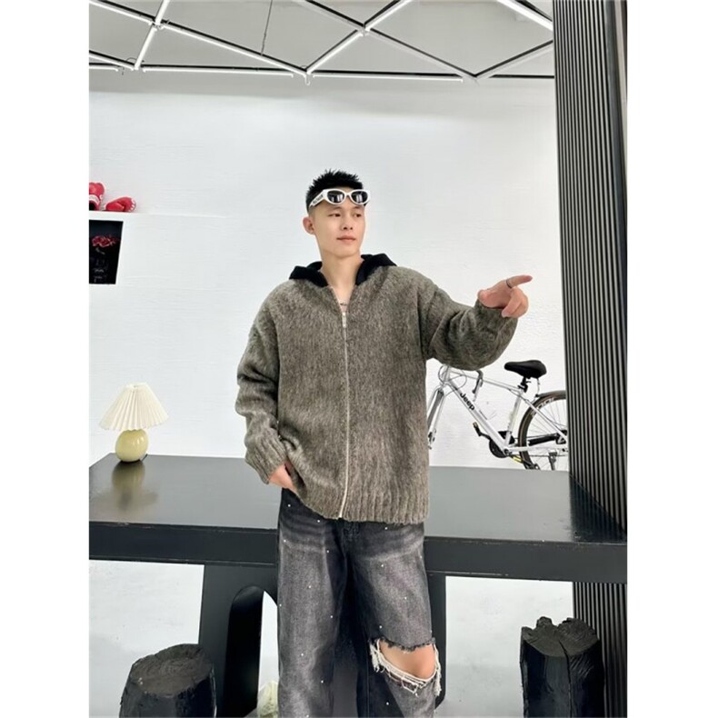 【量大价格可谈】美式连帽针织衫男女时尚拉链开衫外套SX056P52,男装针织衫/毛衣,星座1112-1