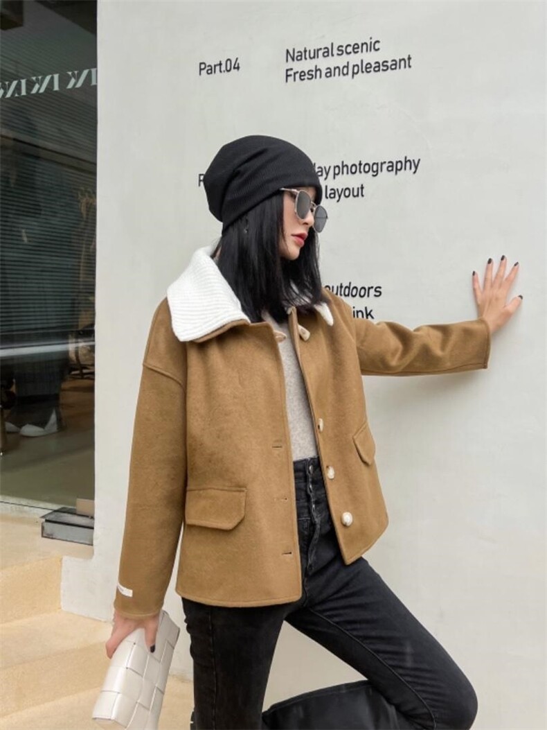 双面呢带毛线领子外套，其它，天使公主