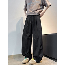 8XL-M冰丝凉感直筒裤子垂坠感大码薄款速干长裤阔腿裤KZ1956特P35，男装休闲裤，电商B238