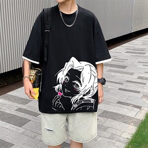 JT55153-P25 假两件短袖t恤男大码胖子半袖体恤半截袖 港风图片
