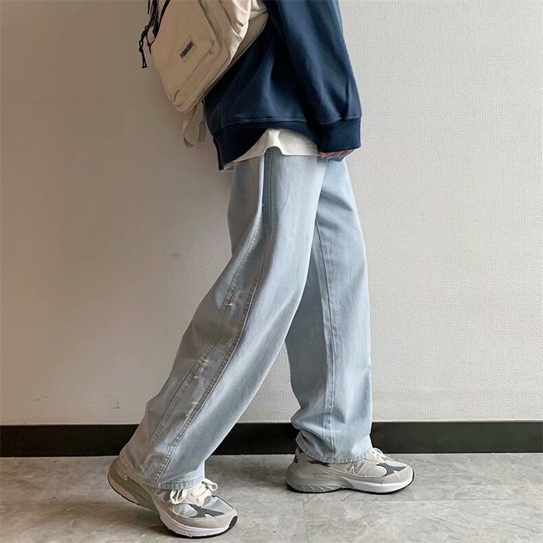 扎染牛仔裤男秋季坠感长裤美式hiphop直筒宽松高街阔腿裤NC818P38,男装牛仔裤,星座1116-2