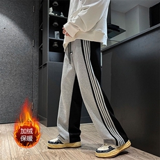 加绒加厚直播品质特殊面料重磅条纹休闲长裤XK66252J-P60，男装休闲裤，电商A042