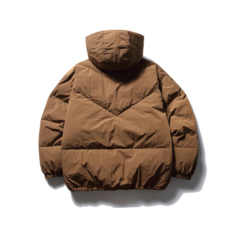 南夏乔装2025冬季新款纯色绗棉连帽羽绒服日系复古口袋装饰羽绒袄,男装羽绒服,电商S006（B521）