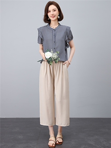 小个子圆领衫女夏季韩版休闲宽松年轻款妈妈薄款衬衫上衣潮图片