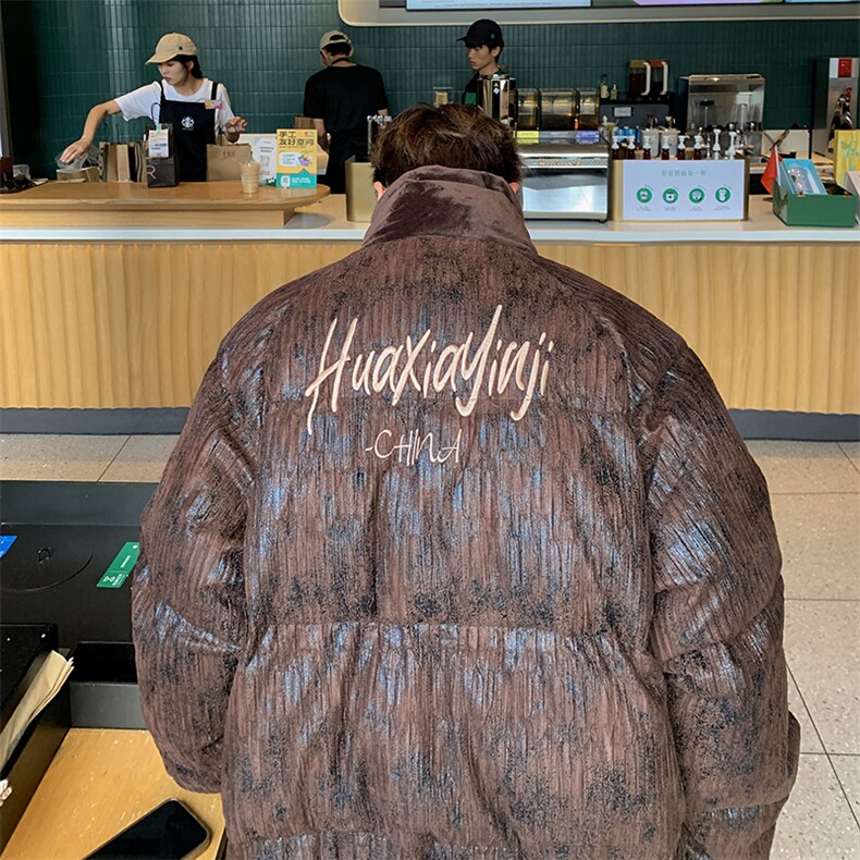 现货立领褶皱复古做旧面料设计棉衣保暖棉服男225-2-Y211-P155,男装棉衣,星座225-2