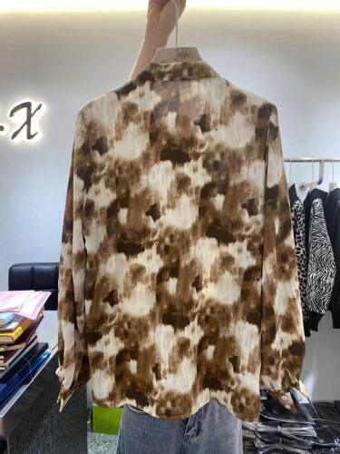 2021年秋季新品水墨画印花复古港味百搭衬衣，其它，L·H·X