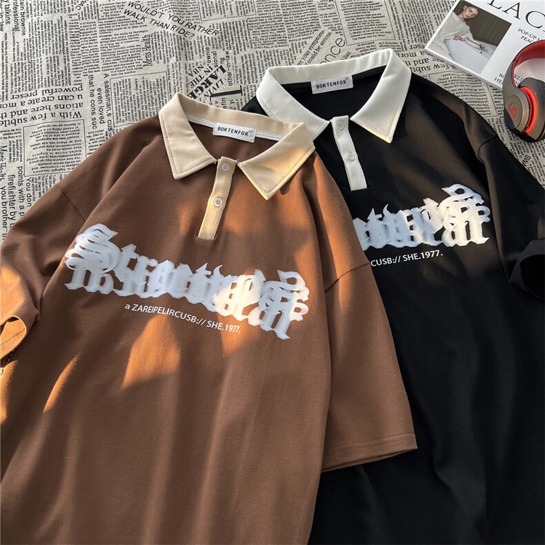 23/重磅高品质夏季宽松POLO衫短袖T恤XP23039-P45控68,男装Polo衫,电商B370
