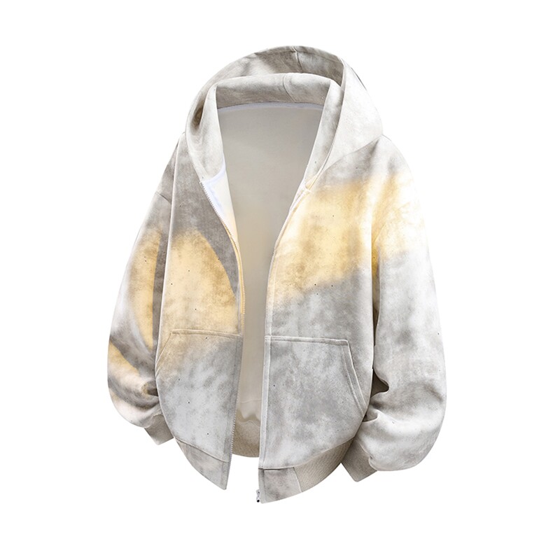 抖音得物高品质秋冬美式高街重磅水洗满天星扎染连帽卫衣外套W100，男装卫衣，电商A486