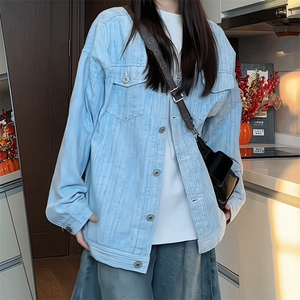 JK6017/P75春装港风洗水宽松牛仔外套夹克男女大码上衣图片