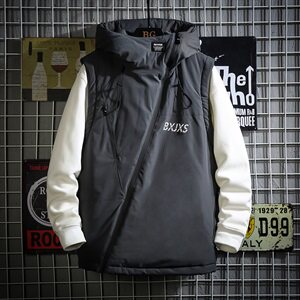网格拉链装饰连帽棉马甲男冬季百搭防风马甲外套A090-MJ20p75限98