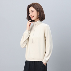 时尚女装立领拉链卫衣显瘦修身长袖打底衫，女装卫衣/绒衫，叶笙衣