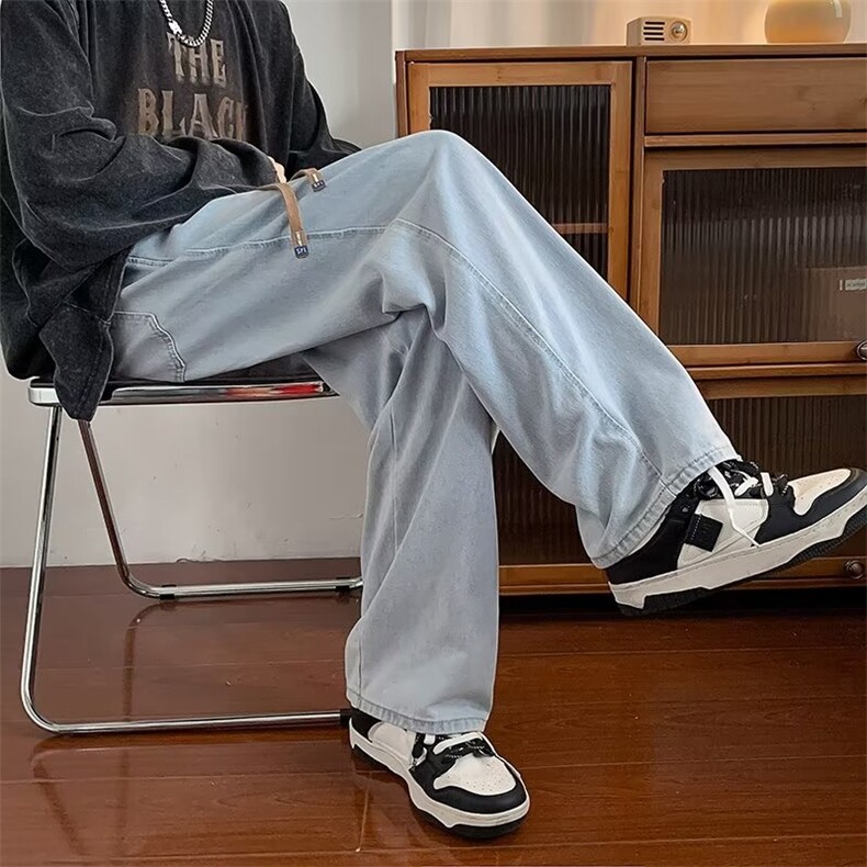 裤子男ins潮百搭秋冬胖子大码潮牌灯芯绒宽松直筒时尚百搭阔腿裤,男装休闲裤,星座1210-1