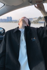 特批P28无差价2025秋季新款美式腊肠狗泡泡纱大码衬衫外套男C5536，男装衬衫，电商A001