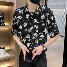 CS538-P452025夏季时尚男士短袖衬衣百搭痞帅青年衬衫，男装T恤，星座507A（原星座306B-2）