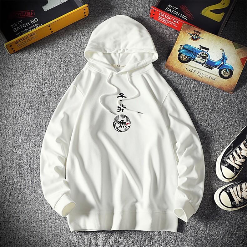 WY2070-P40 纯棉连帽卫衣男大码运动帽衫宽松薄外套男 麒麟风图片