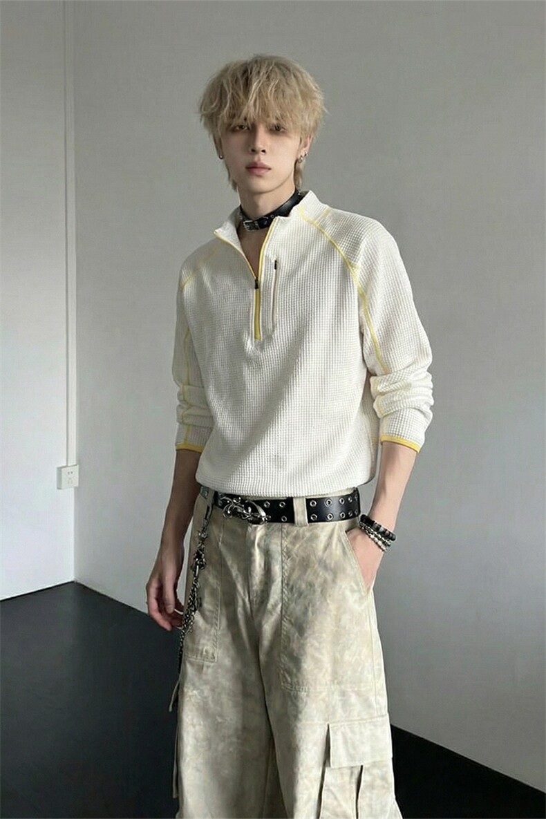 哈苏线撞色长袖T恤户外运动正肩内搭上袖卫衣男C64163-TP4588,男装T恤,电商A102
