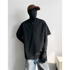 特批250克男装夏季新款大码宽松短袖T恤夏装V领打底衫S399P20，男装T恤，电商A233-1